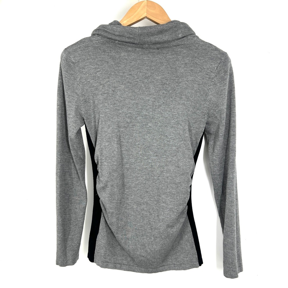 Maurices Womens Gray Cowl Neck Long Sleeve Top Black Side Panel Size L